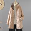 Foto Real Outwear Artístico de Algodão Novo Outono e Inverno 2025 para Mulheres Comprimento Médio Solto Tamanho Grande Leve Quente Outwear para Mulheres