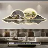 Nueva Pintura Decorativa de Sala de Estar Estilo Chino Paisaje Pintura con Luz LED Pino de Bienvenida Pared de Fondo de Sofá Pintura Colgante Mural Atmosférico de Alta Gama