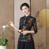 Ropa para Madres de Mediana Edad, Top Mejorado de Cheongsam con Mangas Tres Cuartos de Otoño, Ropa de Moda para Mujeres de Mediana Edad y Mayores, Nuevo Estilo Chino Traje Tang