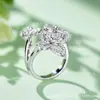 Anillo de Mariposa de Diamante Completo Trío Fantasma Hada Hueca Gejia para Mujer Talla Única Ajustable Lujo Ligero Gama Alta Ins