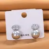 Pendientes de Otoño e Invierno con Microincrustaciones de Circonita y Perlas de Imitación sin Perforación para Mujer, de Moda, Lujo Ligero, Pendientes Suaves y Elegantes, Venta al por Mayor desde el Fabricante
