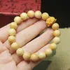 Pulseira de Contas de Buxo 10mm Buda Pulseira de Lótus Esculpida Rosário Estilo Chinês Feminino Joia Decorativa Presente