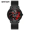 Reloj de cuarzo Sanda para hombre, moderno, sencillo, resistente al agua, creativo, hueco, de cuarzo, con rueda, electrónico.