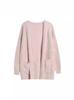 Casaco de Pelúcia Imitação de Visom com Capuz Leite Fufu Feminino Outono e Inverno Comprimento Médio Solto Estilo Preguiçoso Cardigan de Tricô para Mulheres