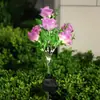Nueva Lámpara Led de Flor Artificial para Exterior, Lámpara de Jardín, Lámpara de Césped Amazon, Lámpara de Suelo, Lámpara Solar de Rosa de 5 Cabezales