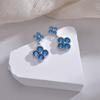 Aretes de Trébol de Cuatro Hojas de Circonita con Aguja de Plata S925 Estilo Coreano, Aretes de Estrella de la Suerte Nano Verdes de Rubí Sintético, Aretes de Moda