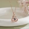 Collar de Cobre de Gama Alta Versátil Sencillo Elegante con Colgante de Corazón de Piedra Ojo de Gato de Proyección Transfronteriza para Mujeres 520 Día de San Valentín