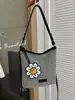 Bolsa de cubo tejida a rayas coloridas de verano, Bolso de mano de cuero moderno de gran capacidad para el trabajo, Bolso de hombro, Bolso tote de axila