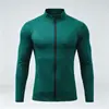 Nova Jaqueta Cardigan com Zíper Secagem Rápida Esportiva Fitness Primavera Outono Masculina Elástica para Corrida Treino Gola Alta Manga Longa Camiseta