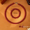 Set de 4 Piezas de Collar, Pulsera y Aretes de Tachuela Rojos de Estilo Sencillo