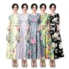 Vestido de Noche Transfronterizo Europeo y Americano con Estampado Floral y Dobladillo Amplio, Ropa de Alta Gama para Madres, Vestido para Banquetes de Boda, Adecuado para el Uso Diario y Fiestas