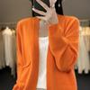 Cárdigan adelgazante para mujer, nuevo suéter de primavera y otoño, suéter de punto suelto, bolsillo combinable, elegante top fino con cuello en V, color liso