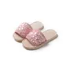 Pantuflas de Colores Caramelo con Lentejuelas para Mujer, Estilo Europeo y Americano Simple, para Interiores del Hogar, para Todas las Estaciones, de Algodón y Lino