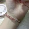 Pulsera de cristal de fresa estilo coreano para mujer, anillo único, perla de agua dulce, polvo de perla, flor de nácar, pulsera, joyería al por mayor