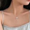 S925 Sterling Silver Light Luxury High-end Tridimensional Bow Ribbon Design Colar Internet Celebrity Sweet Celebrity Silver Pendant
