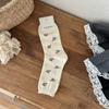 Meias Songmu Série Cinza Médias para Meninas, Meias Estilo Ins para Mulheres, Meias Folgadas de Outono, Originais de Dongdaemun