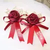 Corsage de Casamento Estilo Chinês Noivo e Noiva Suprimentos de Casamento Pai e Mãe Conjunto de Madrinhas e Padrinhos Broche Corsage Metabo