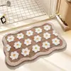 Alfombra de Piso de Cachemira Sintética con Diseño Floral Fresco para Baño y Tocador, Resistente a Manchas y al Polvo, Felpudo para Entrada, Alfombra Decorativa
