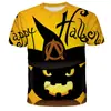 Venta al por mayor de fábrica verano Halloween calabaza impresión digital 3D ropa deportiva casual para hombres, mujeres y niños camiseta top
