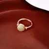 Anel aberto redondo com pedra de zircônia banhado a ouro 18k real, luxo leve, toque de alta qualidade, anel simples, joia moderna e versátil