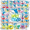 Compra directa transfronteriza de 56 lindas y divertidas pegatinas decorativas de tiburón para bebidas, impermeables para fundas de teléfono y decoración de cuadernos