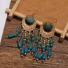 Pendientes de Borla con Cuentas de Arroz Bohemios Ganchos Largos Exagerados Moda Estilo Étnico Pendientes de Media Luna Venta al por Mayor