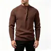 Tendencia de Moda Otoño e Invierno para Hombre Hebilla Oblicua Cuello Alto Textura de Punto Suéter Casual Botón Capa Base Superior Ropa de Hombre