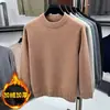 Suéter de Terciopelo de Hurón con Cristales de Cuello Alto Medio al por Mayor Transfronterizo para Hombre Otoño e Invierno Suéter de Punto de Terciopelo para Edad Media