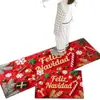 Conjunto de Duas Capachas de Cozinha Vermelhas de Natal, Tapetes Longos Antiderrapantes, Conjunto de Capachos de Porta de Cozinha Resistentes à Água e à Sujeira para Feriados em Casa