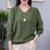 2025 Nuevo Suéter Top de Punto Delgado de Manga Larga con Cuello en V para Primavera y Otoño, Combinación Total, Calado, Suéter Pulóver para Mujer