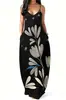 Vestido de Playa Hawaiano 2026 con Estampado de Plantas, Holgado y Sexy con Tirantes Finos Vestido Largo de Vacaciones para Mujer con Bolsillos
