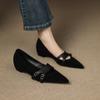 Zapatos de Salón Bajos Retro Estilo Francés, Punta Fina Puntiaguda con Hebilla de Cinturón, Zapatos Mary Jane de Cuero que Aumentan la Altura para Mujer 2025