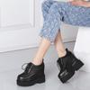 Novo Estilo Sapatos Plataforma com Cadarços 12cm, Malha Vazada, Estilo Coreano Respiráveis de Salto Alto Casuais para Mulheres