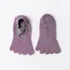 Calcetines de Yoga, Calcetines de Pilates, Calcetines Deportivos Antideslizantes Profesionales para Mujer, Fitness, Danza, Cinco Dedos, Color Sólido, con Correa, para el Suelo, Verano