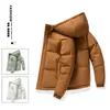 Chaqueta de algodón cálida corta de color liso con capucha, ajuste holgado, talla grande para hombre, nueva de invierno, transfronteriza