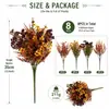 Ramo de Flores Artificiales de Otoño, 4/8 Piezas Tallos de Flores Falsas de Otoño, Decoración de Otoño para Mesa de Casa, Florero, Decoración Interior Exterior para Fiesta de Acción de Gracias y Cosecha