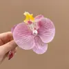 Presilha de Cabelo Floral Doce e Elegante Super Feérica para Mulheres, Acessório de Estilo de Férias de Luxo, Prendedor de Cabelo Lateral