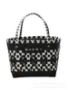 Bolso de Hombro Tejido a Mano con Patrón, Moderno y Versátil, Bolso Creativo para Mujer, Combinación de Colores Blanco y Negro, Bolso Sencillo de Contraste de Color para Vacaciones