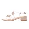 Sandalias cuadradas finas transparentes con diseño de mariposa y diamantes de imitación, estilo hada, nuevas de verano, zapatos de tacón medio y grueso para mujer, combinables con todo
