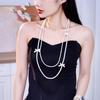 Collar de perlas de vidrio hechas a mano con lazo de 270 capas, cadena de lana larga apilada para mujer, otoño e invierno, nuevo