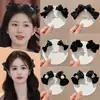 Nuevo y Elegante Pinza para el Cabello de Princesa con Lazo Negro 2025 para Mujeres con Corona Alta Esponjosa y Flequillo Lateral