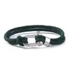 Moda europeia e americana pulseira de aço inoxidável com fecho de ferradura em forma de U nova pulseira de mão dupla camada de corda de Milão masculina transfronteiriça preta