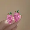 Pendientes de Borla de Uva de Flor de Aguja Plateada Estilo Bosque Tachuelas de Moda Pendientes de Lujo Ligero de Gama Alta con Sentido de Diseño Nicho