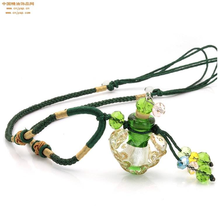 中国精油饰品网翠绿色心形巴洛克双扣绳项链5.jpg