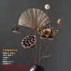 Ramos de flores secas, adornos decorativos de flores reales, flores de loto secas, capullos de loto, raíces de loto naturales, arreglos florales inspirados en Zen, decoraciones para sala de estar chinas.