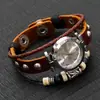 Reloj de Cuero con Remaches Estilo Callejero Europeo y Americano, Pulsera de Cuero Trenzado de Cuerda Fina de Doble Capa, Reloj de Pulsera de Moda Unisex para Pareja