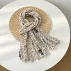 Cachecol Twist de Primavera e Outono Plissado Simples Versátil Cachecol de Seda Estilo Coreano Comércio Exterior Xale Floral Cachecol de Fio de Bali Cachecol Feminino