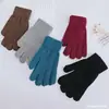 Guantes de Invierno Gruesos con Forro de Polar al por Mayor de Fábrica En Stock Guantes Negros de Color Sólido Tejidos Cálidos para Exteriores en Clima Frío