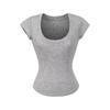 Camiseta Manga Curta Lyocell Tencel Gola U Grande Estilo Spice Girl Feminina Verão 2025 Nova Slim-fit Slim-fit Top Básico