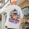 Camiseta Hip-Hop Urso Solta Manga Curta 2026 Tendência Europeia e Americana Tamanho Grande Masculino Estilo Hong Kong Tamanho Grande Gola Redonda Manga Meia